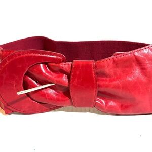 Red Leather & elastic Women's Belt